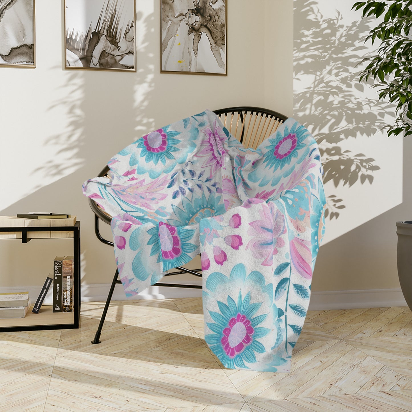 Cozy Floral Velveteen Microfiber Blanket for Home Decor