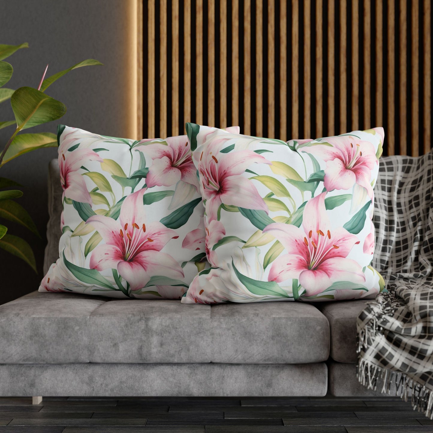 Floral Square Poly Canvas Pillowcase