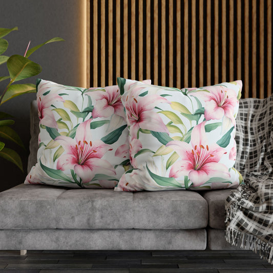 Floral Square Poly Canvas Pillowcase