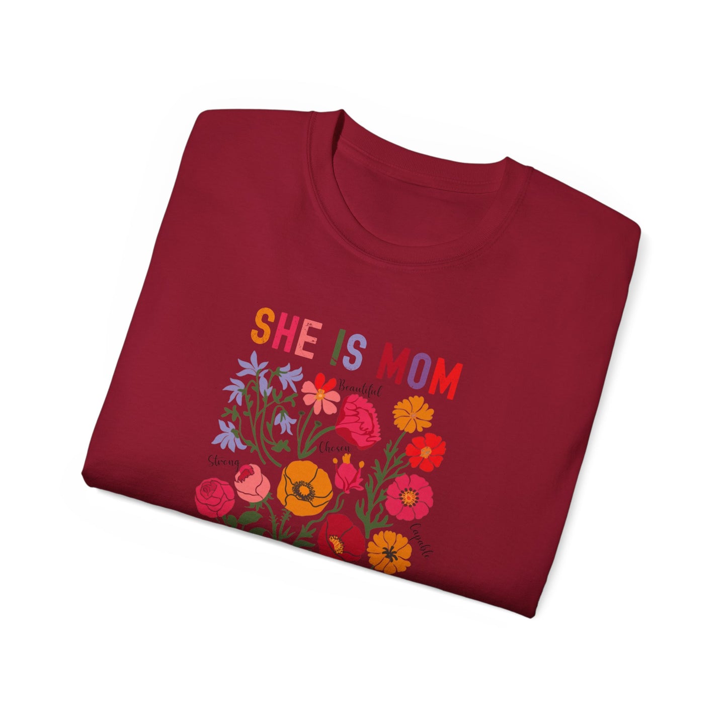 She Is Mom Floral Tee - Unisex Ultra Cotton T-Shirt for Mother's Day