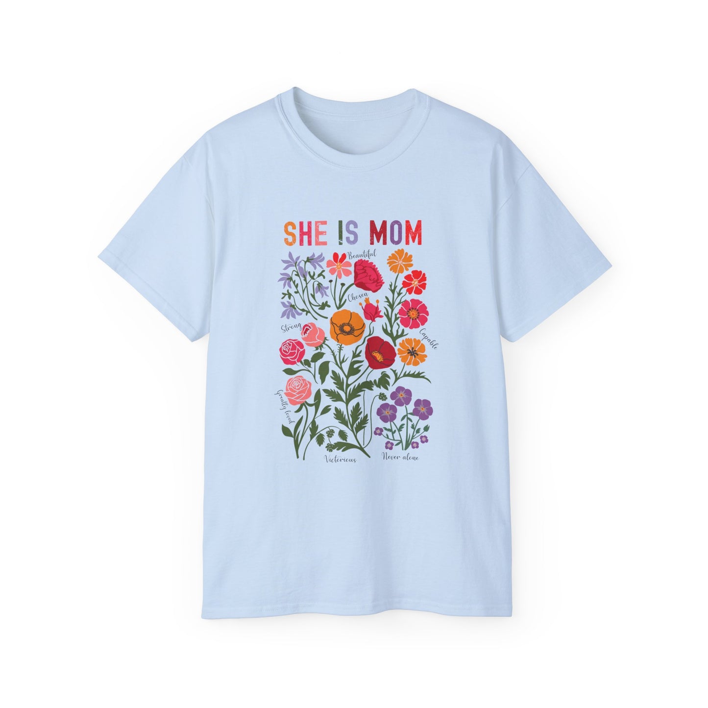 She Is Mom Floral Tee - Unisex Ultra Cotton T-Shirt for Mother's Day