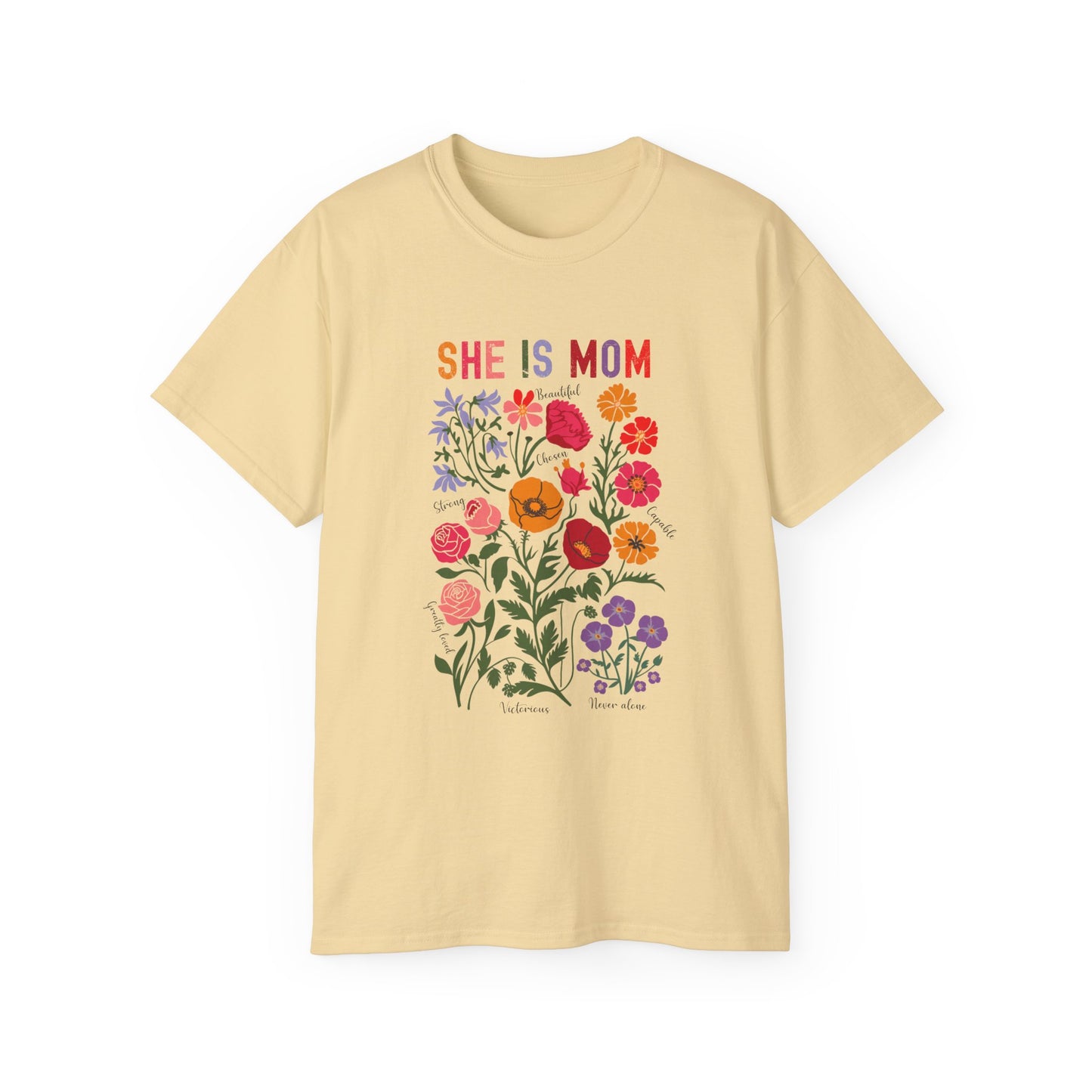She Is Mom Floral Tee - Unisex Ultra Cotton T-Shirt for Mother's Day