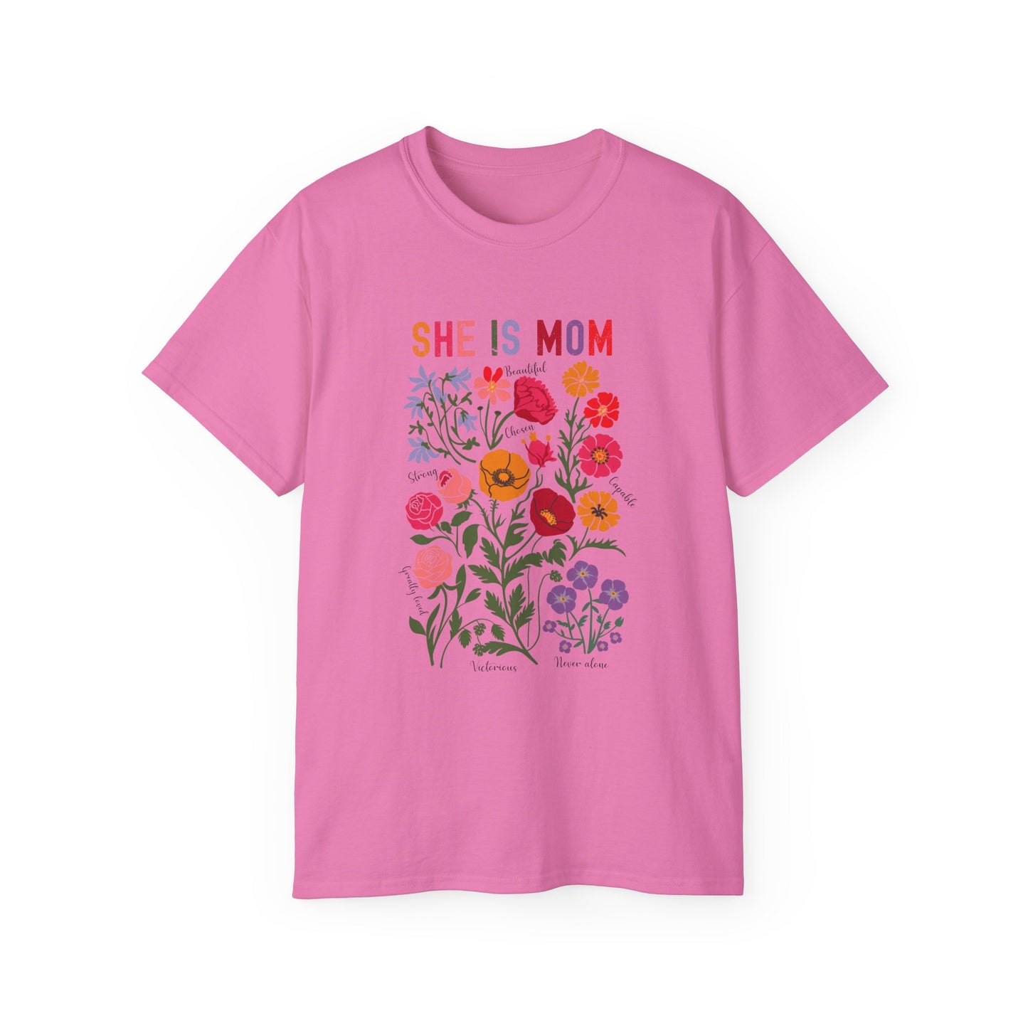 She Is Mom Floral Tee - Unisex Ultra Cotton T-Shirt for Mother's Day