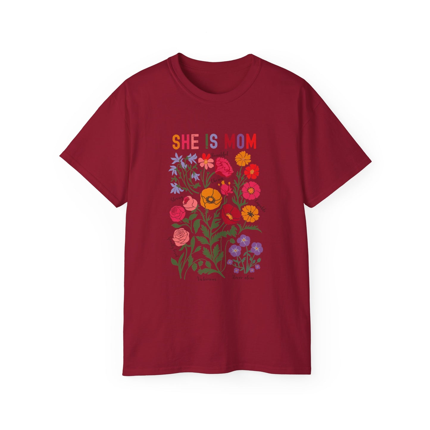 She Is Mom Floral Tee - Unisex Ultra Cotton T-Shirt for Mother's Day