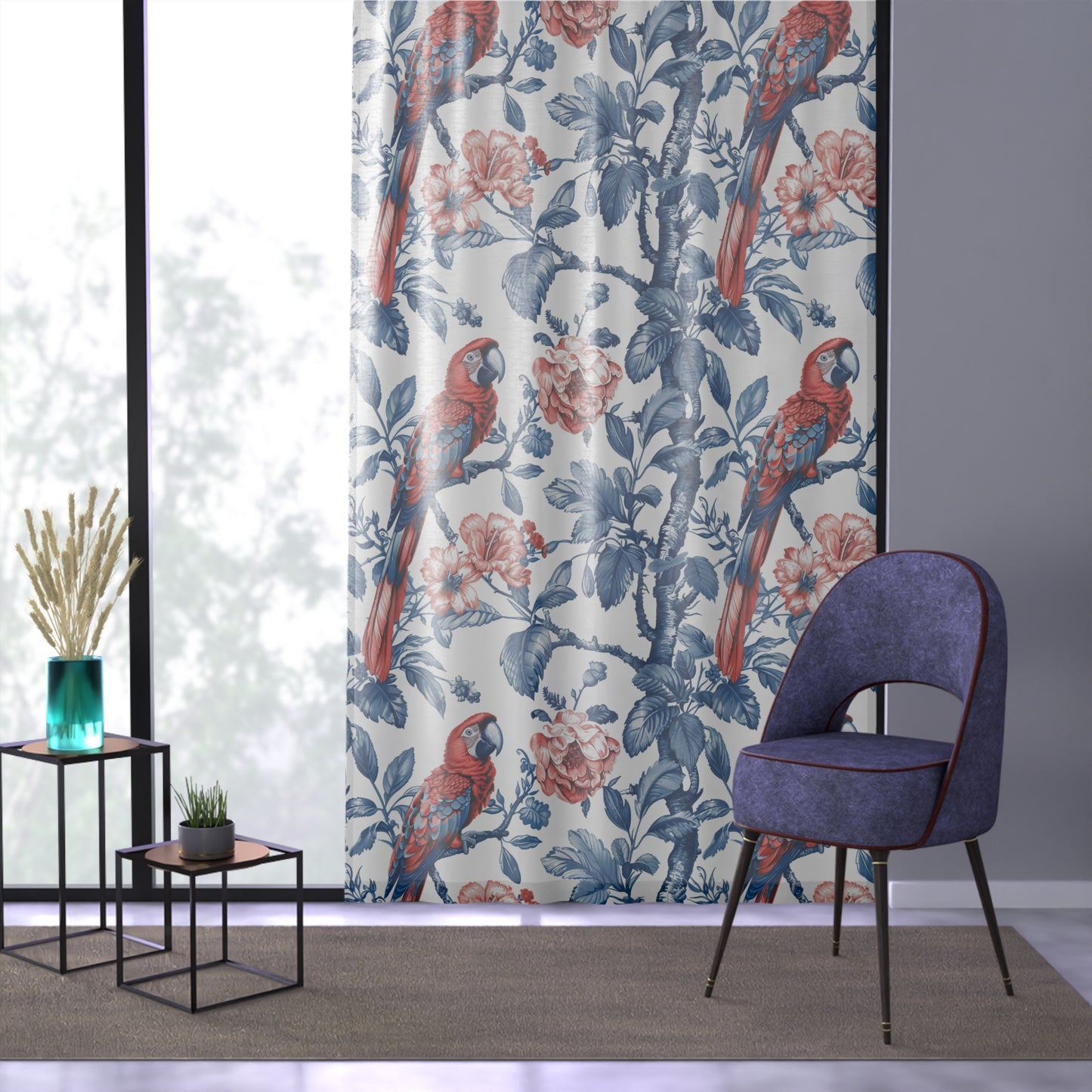 Tropical Floral Window Curtain